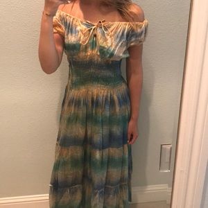 colorful orange blue and white dress